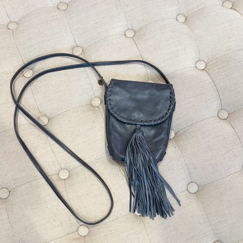 Hobo the Original Brand Grey leather crossbody with oversize tassel